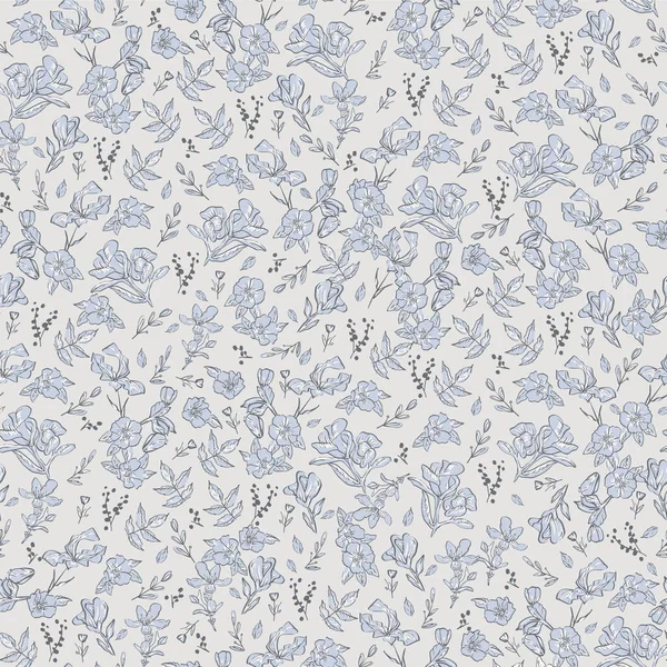 Vektör el yapımı klasik çiçek çizimi motifi pürüzsüz tekrarlama deseni