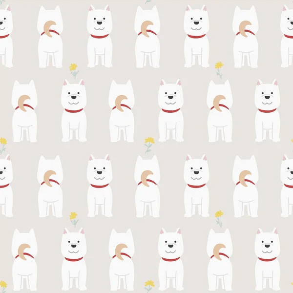 Vetor Cabelo Branco Cão Frente Verso Ilustração Padrão Repetição Sem —  Vetores de Stock