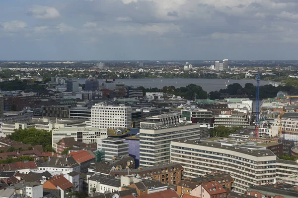 Вид Воздуха Город Гамбург Германия Солнечный День — стоковое фото
