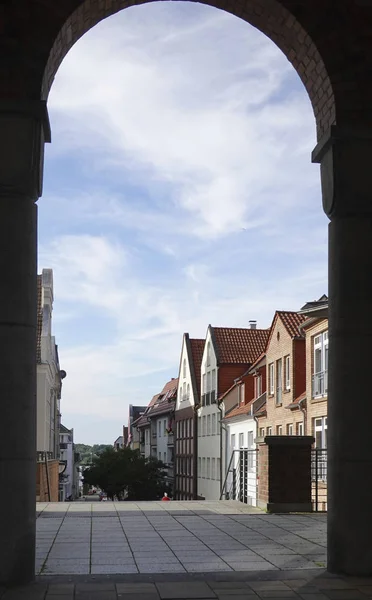 Rostock Stadtbild Einem Sonnigen Tag Mit Blauem Himmel — Stockfoto