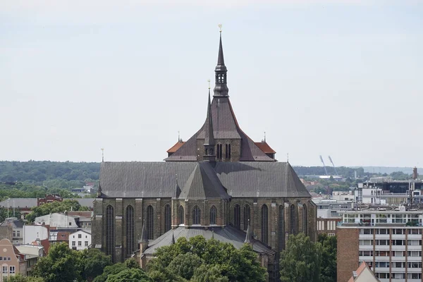 Vista Aérea Ciudad Rostock Alemania Día Soleado — Foto de Stock