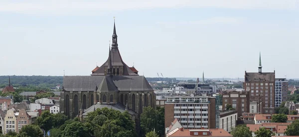 Luchtfoto Van Rostock Stad Duitsland Een Zonnige Dag — Stockfoto