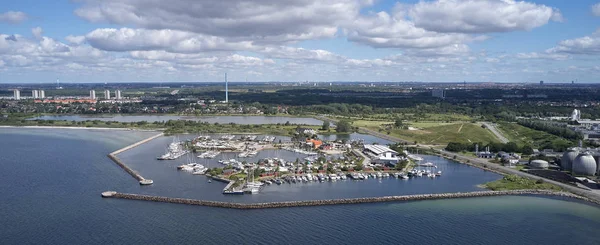 Flygfoto över Broendby hamn, Danmark — Stockfoto