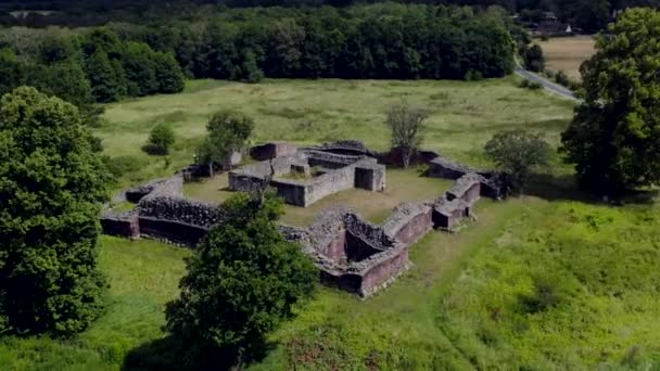 Veduta Aerea Delle Rovine Del Castello Gurre Situato Zelanda Danimarca — Video Stock