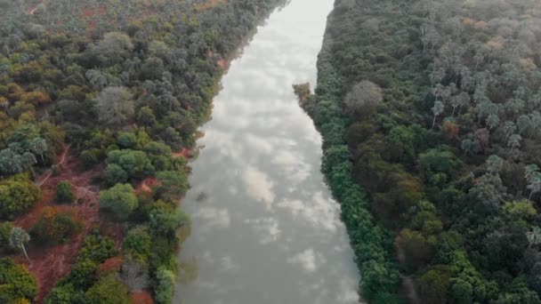 セネガル ワサドウに位置するガンビア川の航空写真 — ストック動画