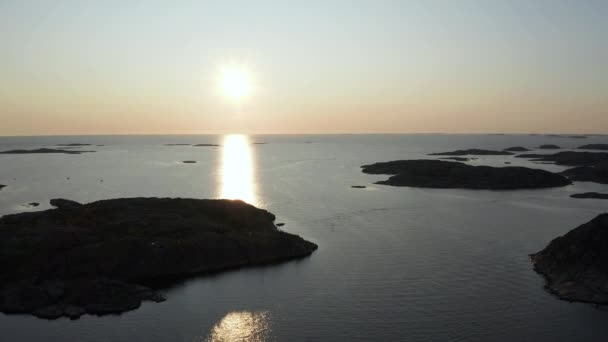 Vue Aérienne Magnifique Coucher Soleil Ulebergshamn Hunnebostrand Suède Séquence Vidéo