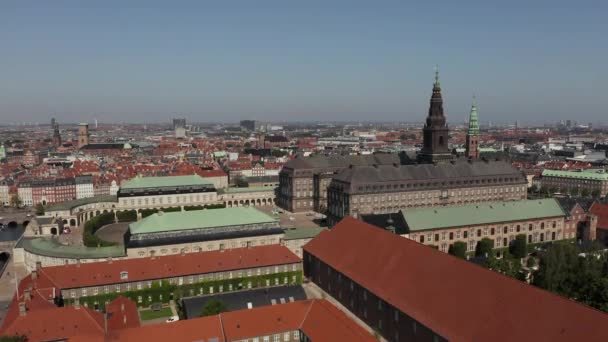 Widok Lotu Ptaka Pałac Christiansborg Kopenhadze Dania — Wideo stockowe