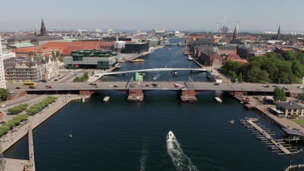 Vista Aérea Del Paseo Marítimo Copenhague Dinamarca Hermoso Soleado Día — Vídeos de Stock