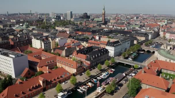 Vista Aérea Copenhague Beira Mar Dinamarca Dia Bonito Ensolarado — Vídeo de Stock