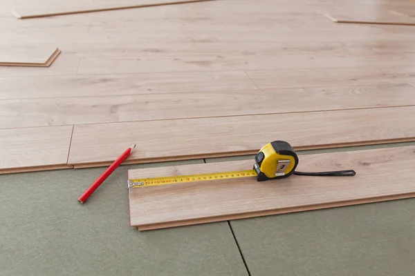 Reconstruction of wooden floor. — Stock Photo, Image
