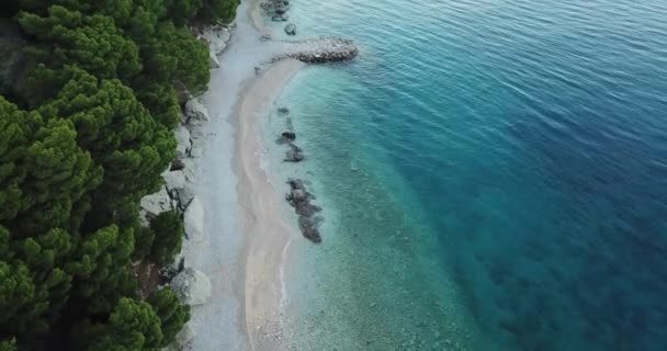 Letecký Pohled Pěknou Pláž Chorvatsku Stabilizované Video — Stock video