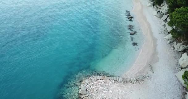 Luftaufnahme Des Schönen Strandes Kroatien Stabilisiertes Video — Stockvideo