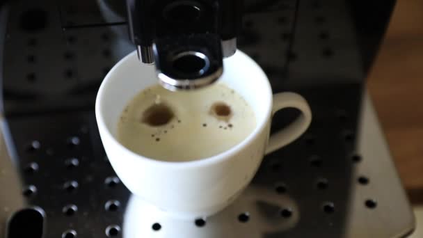 Preparing Black Coffee Coffee Machine Closeup Making Espresso Slow Motion — Stock Video