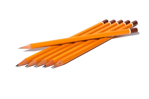 Ołówki Graficzne Białym Tle Grupie Odizolowane Makro — Zdjęcie stockowe