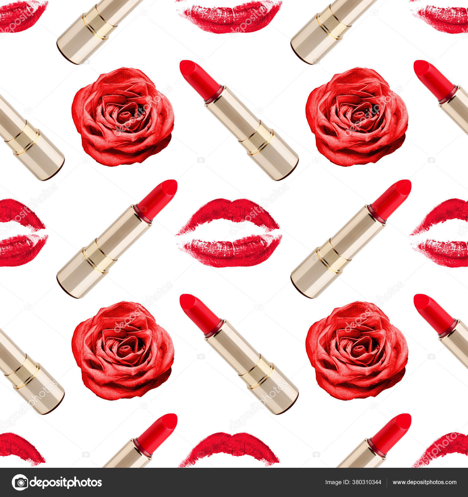 Patrón Sin Costuras Rojo Beso Impresión Lápiz Labial Flor Rosa — Foto de  stock #380310344 © VeraShestak, image size:1600x1700