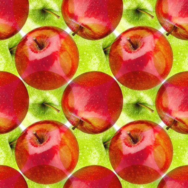 Problemfri Mønster Grønne Røde Æbler Abstrakte Farverige Æble Gentage Ornament - Stock-foto