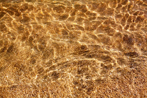 Areia Dourada Sob Água Mar Clara Luz Solar Brilho Reflexão — Fotografia de Stock