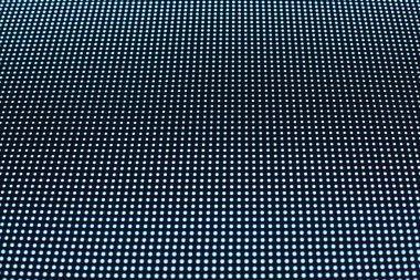 Soyut koyu noktalı doku arkaplanı, siyah zemin üzerindeki birçok küçük mavi neon yuvarlak noktalar, dekoratif parlak polka nokta süsü, geometrik paralel çizgiler dijital grafik desen, kopyalama alanı