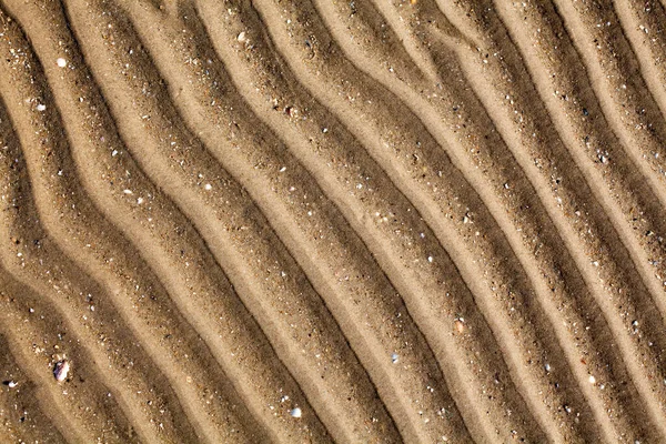 Yellow Golden Sand Sea Beach Top View Close Ribbed Dry — Stock Photo, Image