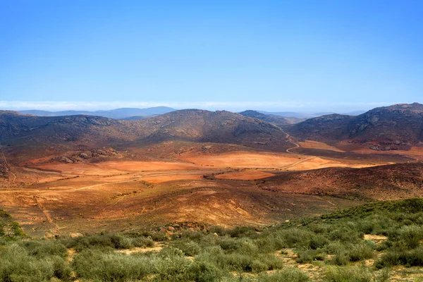 Paisaje Panorama Valle Montaña Camino Rural Entre Campo Verde Amarillo — Foto de Stock