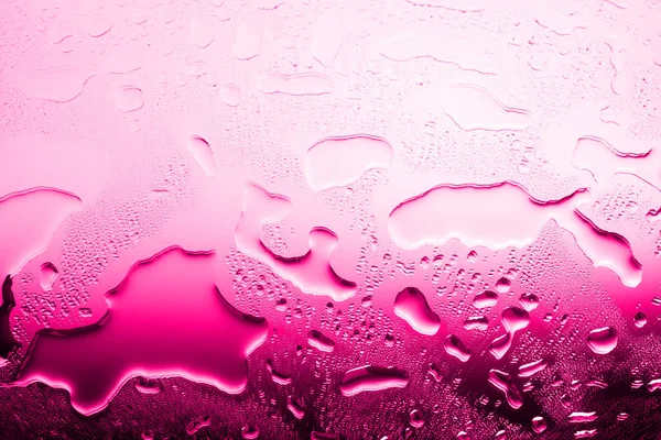 Superficie Vetro Bagnato Gocce Acqua Gradiente Rosa Acqua Calda Riscaldamento — Foto Stock