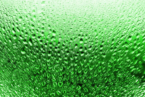 Υγρό Γυαλί Σταγόνες Νερού Πράσινο Χρώμα Μπουκαλιού Διαβάθμιση Θολωτή Γυάλινη — Φωτογραφία Αρχείου
