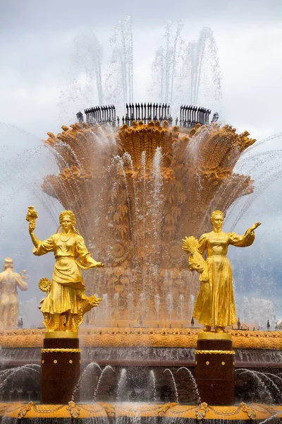 Fountain Friendship Nations Peoples Ussr Exhibition Achievements National Economy Vdnkh — Stock Photo, Image