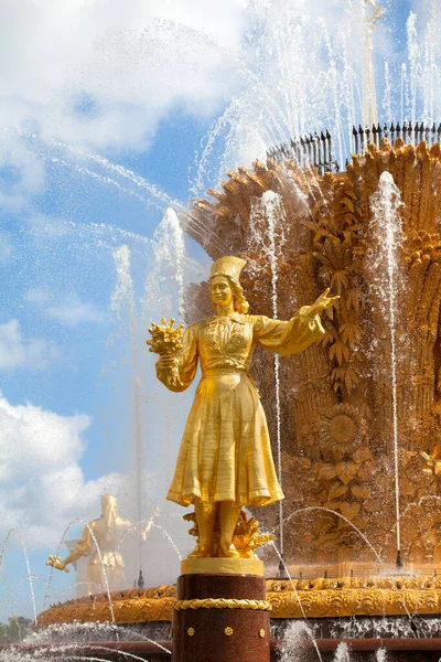 Fragment Fountain Friendship Nations Peoples Ussr Exhibition Achievements National Economy — Stock Photo, Image