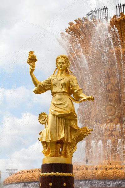 Fragment Fountain Friendship Nations Peoples Ussr Exhibition Achievements National Economy — Stock Photo, Image