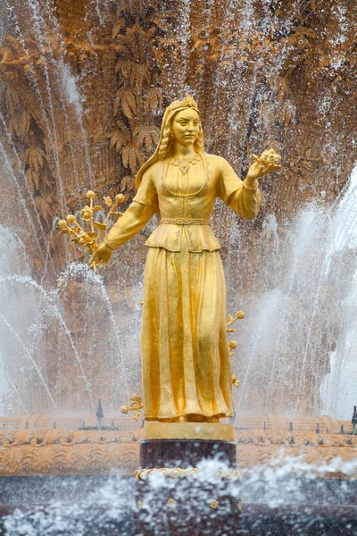 Fragment Fountain Friendship Nations Peoples Ussr Exhibition Achievements National Economy — Stock Photo, Image