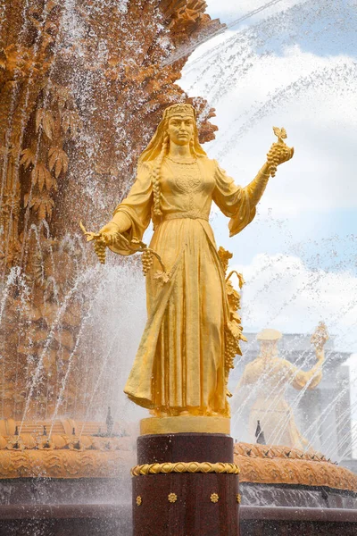 Fragment Fountain Friendship Nations Peoples Ussr Exhibition Achievements National Economy — Stock Photo, Image