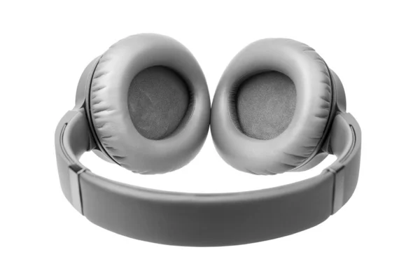 Gray Wireless Headphones White Background Isolated Close Grey Bluetooth Headset — Stock Photo, Image