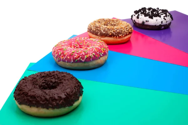 Different Donuts Bright Background — Stock Photo, Image