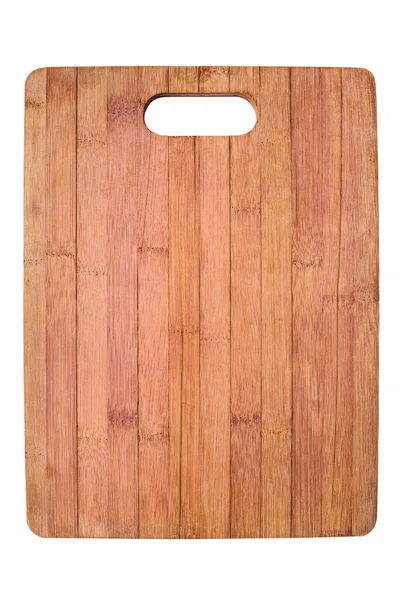 Blank Wooden Cutting Board White Background Isolated Close Top View — Stock Photo, Image