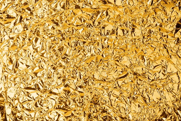 Zerknitterte Goldene Folie Glänzende Textur Hintergrund Hell Glänzendes Gold Luxus — Stockfoto