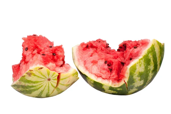 Stücke Von Wassermelone Auf Weißem Hintergrund Isoliert Nahaufnahme — Stockfoto