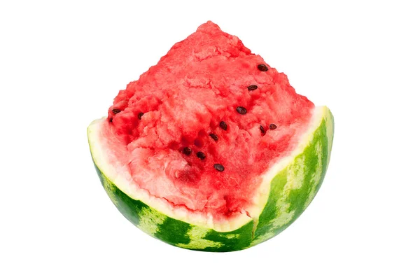Rote Wassermelone Stück Auf Weißem Hintergrund Isoliert Nahaufnahme Wassermelone Scheiben — Stockfoto