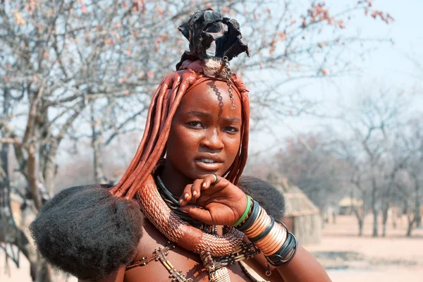 Otjikandero Himba Village Namibië September 2017 Prachtig Himba Jong Meisje — Stockfoto