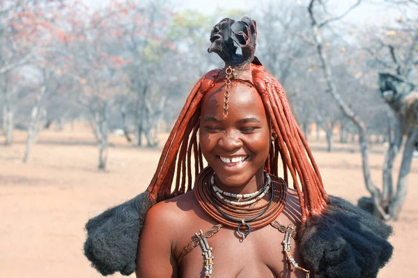 Otjikandero Himba Village Namibia September 2017 Schönes Lächelndes Afrikanisches Himba — Stockfoto