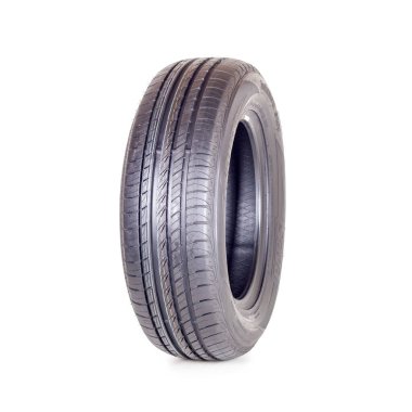 Novosibirsk, Russia, August 21, 2018: Car tire, new tyre Goodyear Dunlop Sava on white background isolated close up clipart