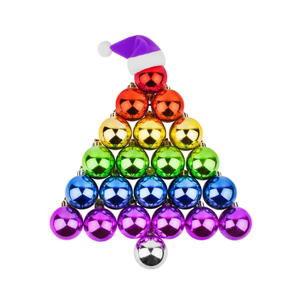 Christmas Decorations Glass Balls Shape Fir Tree Lgbtq Community Rainbow — Stock Photo, Image