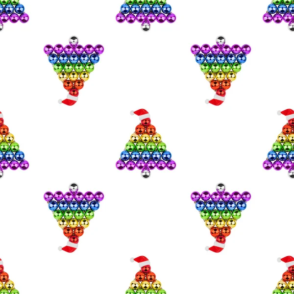Nahtloses Muster Weihnachtsdekoration Glaskugeln Lgbtq Community Regenbogenfarbe Form Von Tanne — Stockfoto