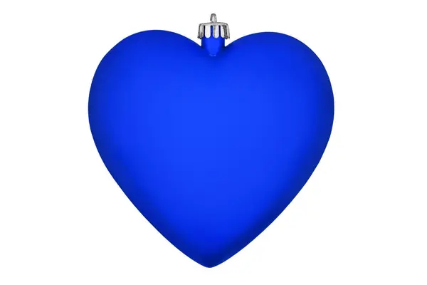 Jedno Modré Srdce Tvar Skleněná Koule Bílém Pozadí Izolované Zblízka — Stock fotografie