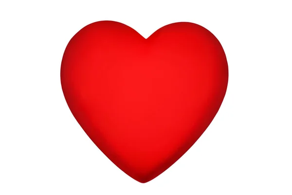 Jedno Krásné Červené Srdce Bílé Pozadí Izolované Detailní Záběr Milostný — Stock fotografie