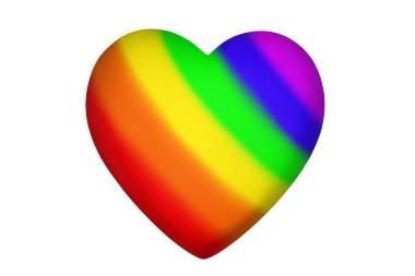 Kalp LGBTQ topluluk gökkuşağı renk deseni beyaz arka plan kapalı kapalı, LGBT gurur sembolü, lezbiyen, gay aşk işareti, logo, ikon, Sevgililer Günü, düğün, tebrik kartı tasarım unsuru