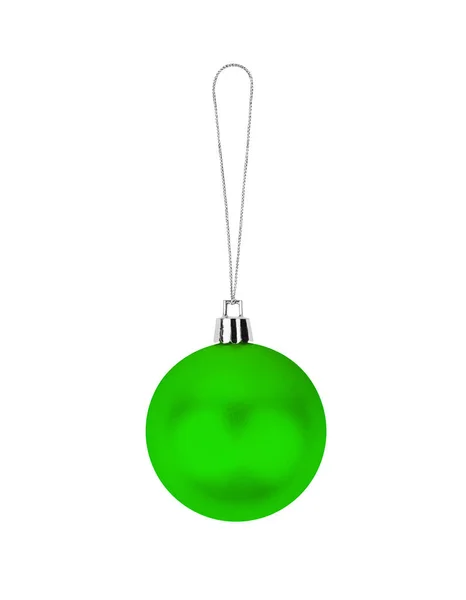 Eine Grüne Glaskugel Auf Weißem Hintergrund Isoliert Nahaufnahme Christbaumschmuck Einzelne — Stockfoto