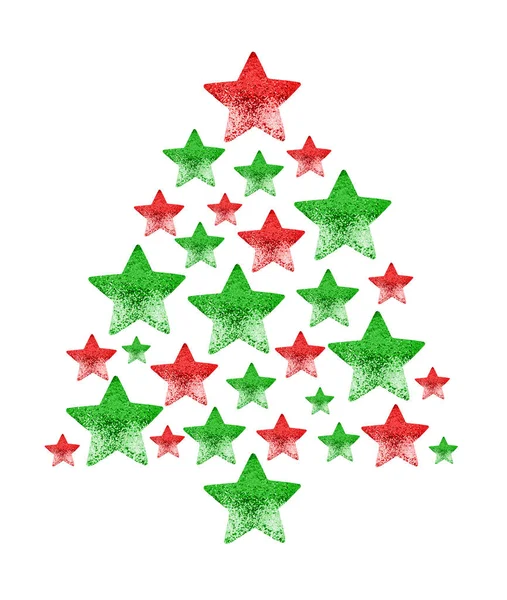 Árbol Abeto Navidad Hecho Estrellas Brillantes Fondo Blanco Primer Plano — Foto de Stock