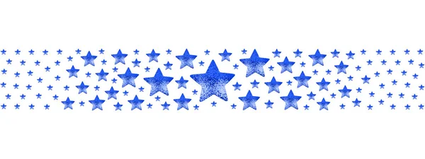 Blue Stars Border White Background Isolated Frame Made Shiny Blue — Stock Photo, Image