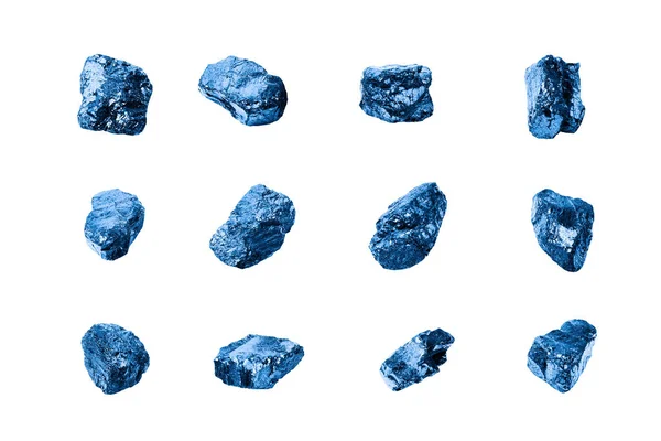Dark Blue Gem Stones Set White Background Isolated Closeup Raw — Stock Photo, Image