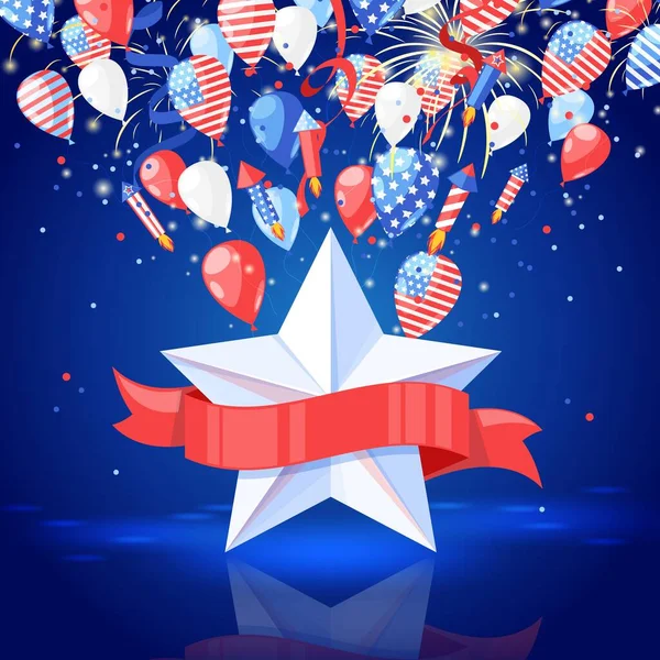 Juillet Fête Indépendance Des États Unis Résumé Fond Vectoriel Vacances — Image vectorielle